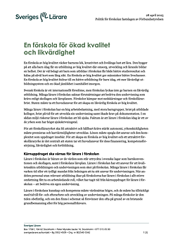 En förskola för ökad kvalitet och likvärdighet – pdf 