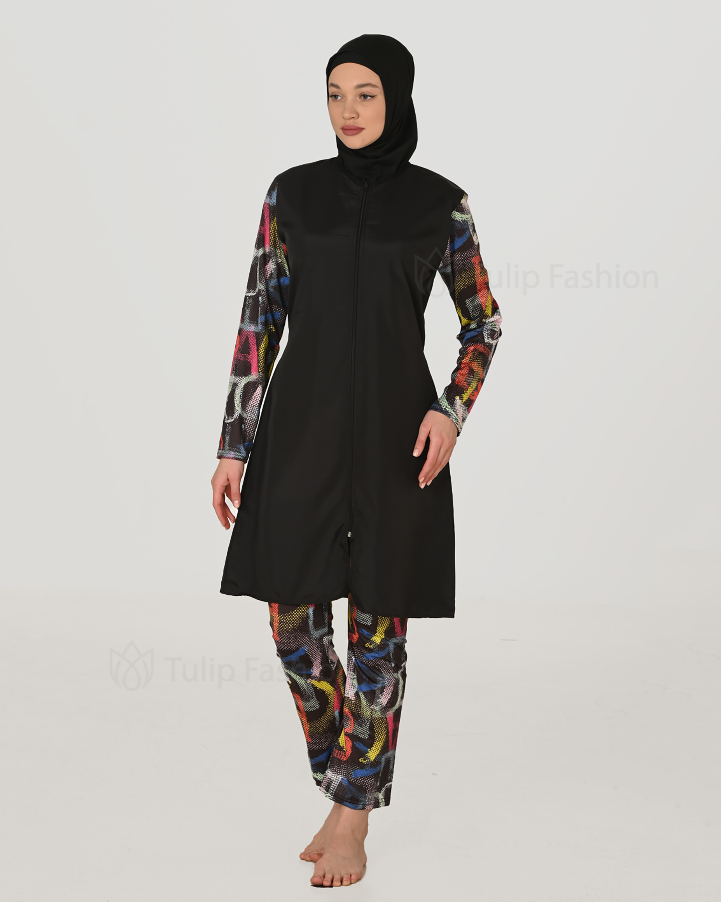 Muslim Swimsuit with hijab - Black - 2