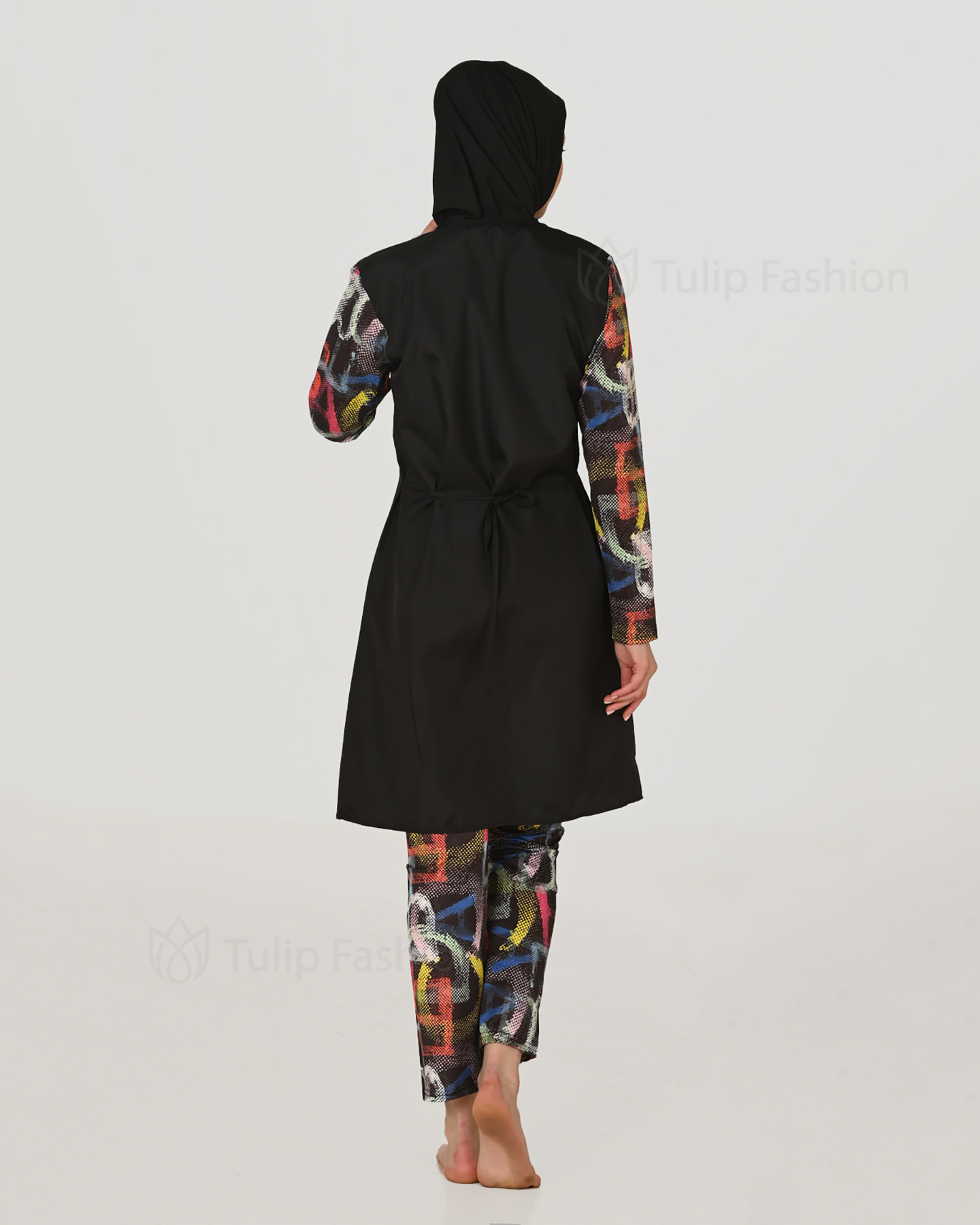 Muslim Swimsuit with hijab - Black - 5