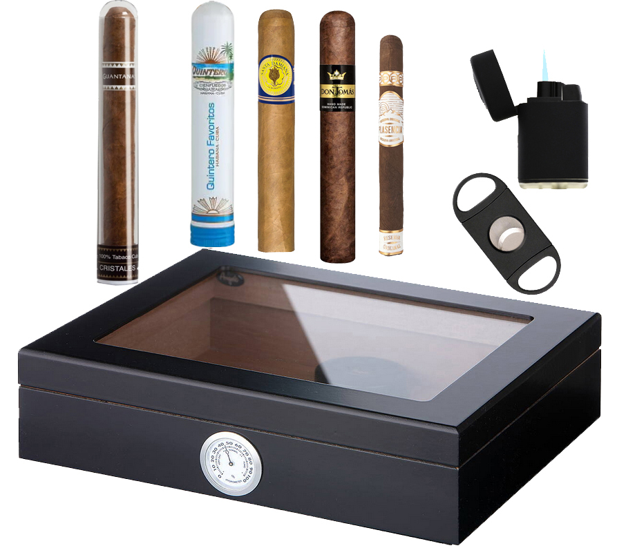 Roberts Tobak Cigarrpaket + Humidor & Tillbehör