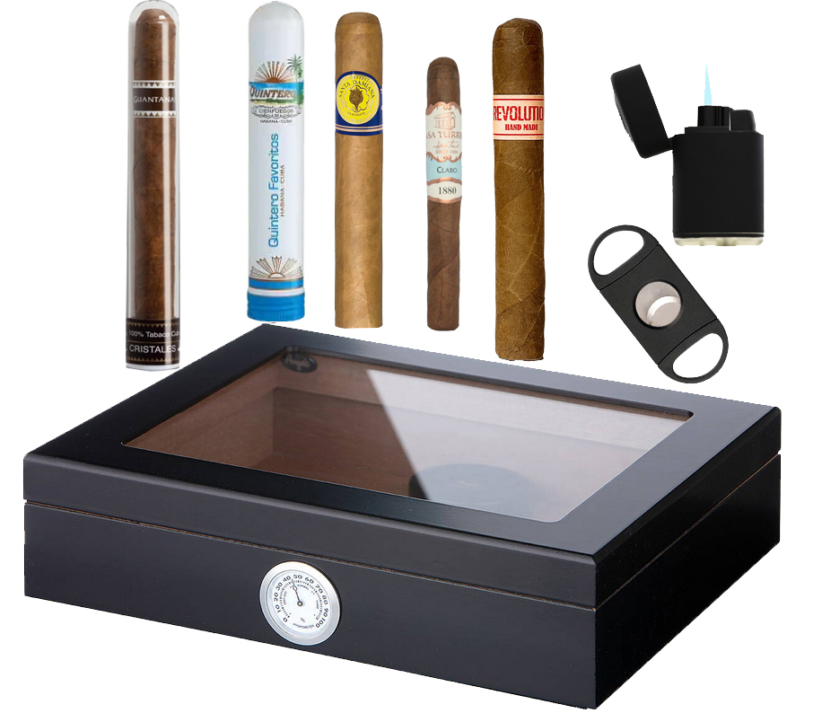 Roberts Tobak Cigarrpaket + Humidor & Tillbehär