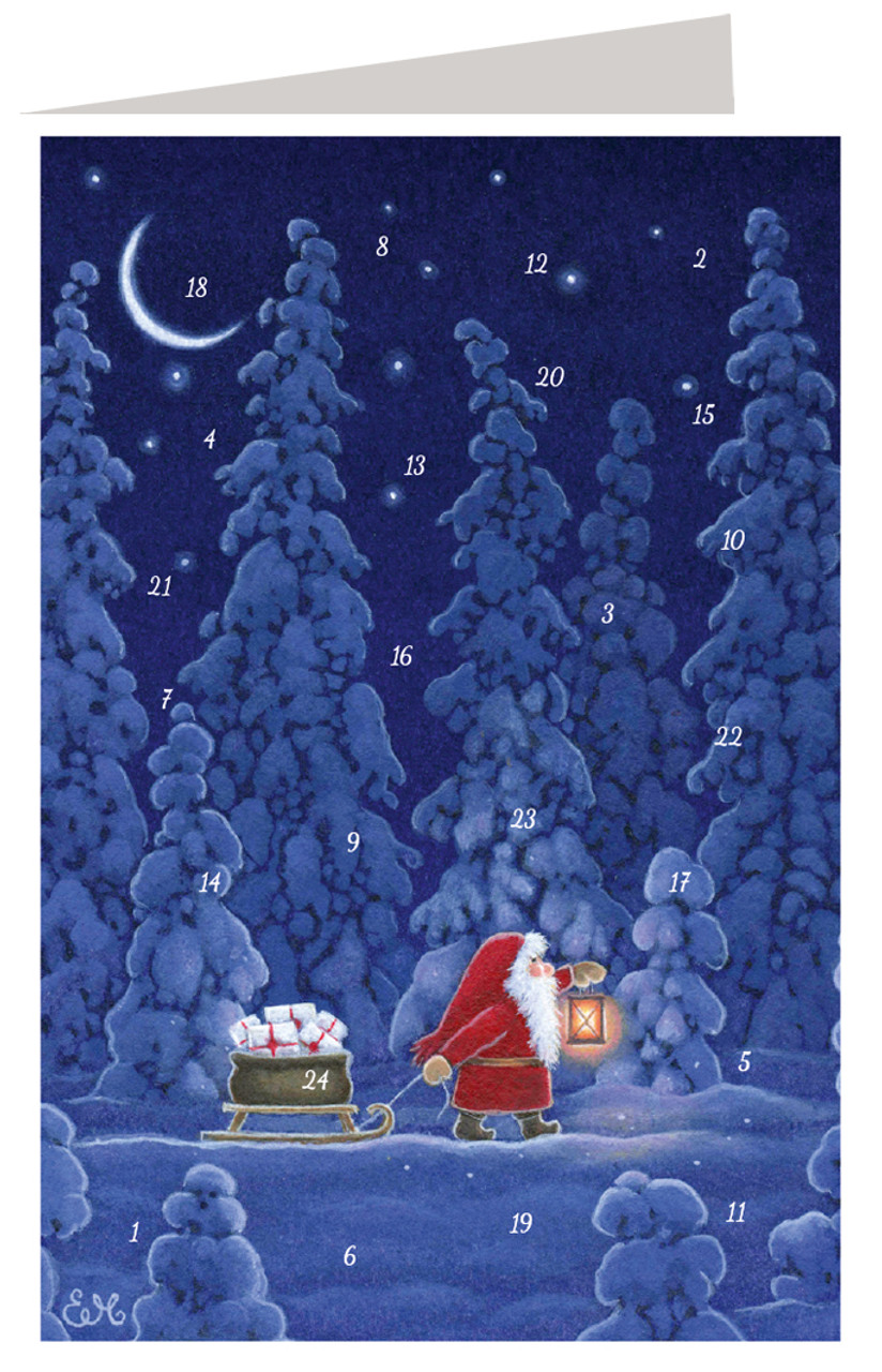 Adventskalenderkort - Tomte med ljuslykta