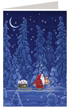 Adventskalenderkort - Tomte med ljuslykta