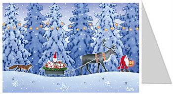 Adventskalenderkort - Tomte med rensläde