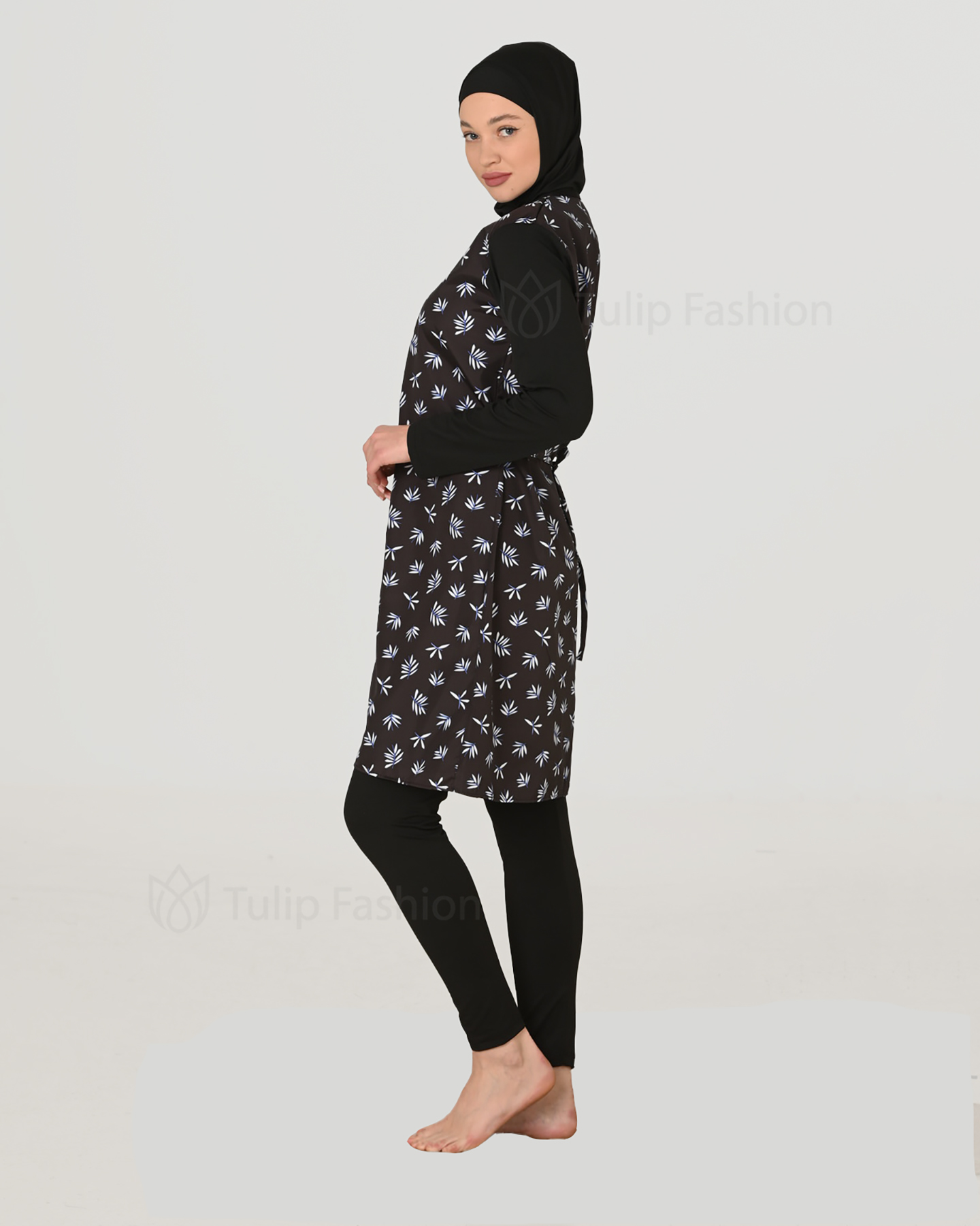 Muslim Swimsuit with hijab - Black - 5