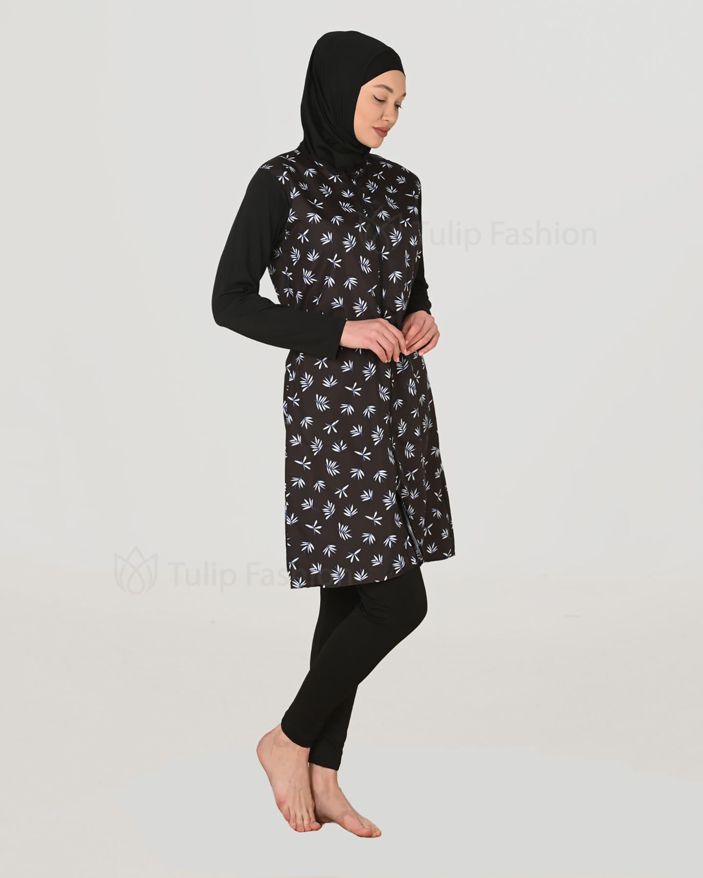 Muslim Swimsuit with hijab - Black - 4