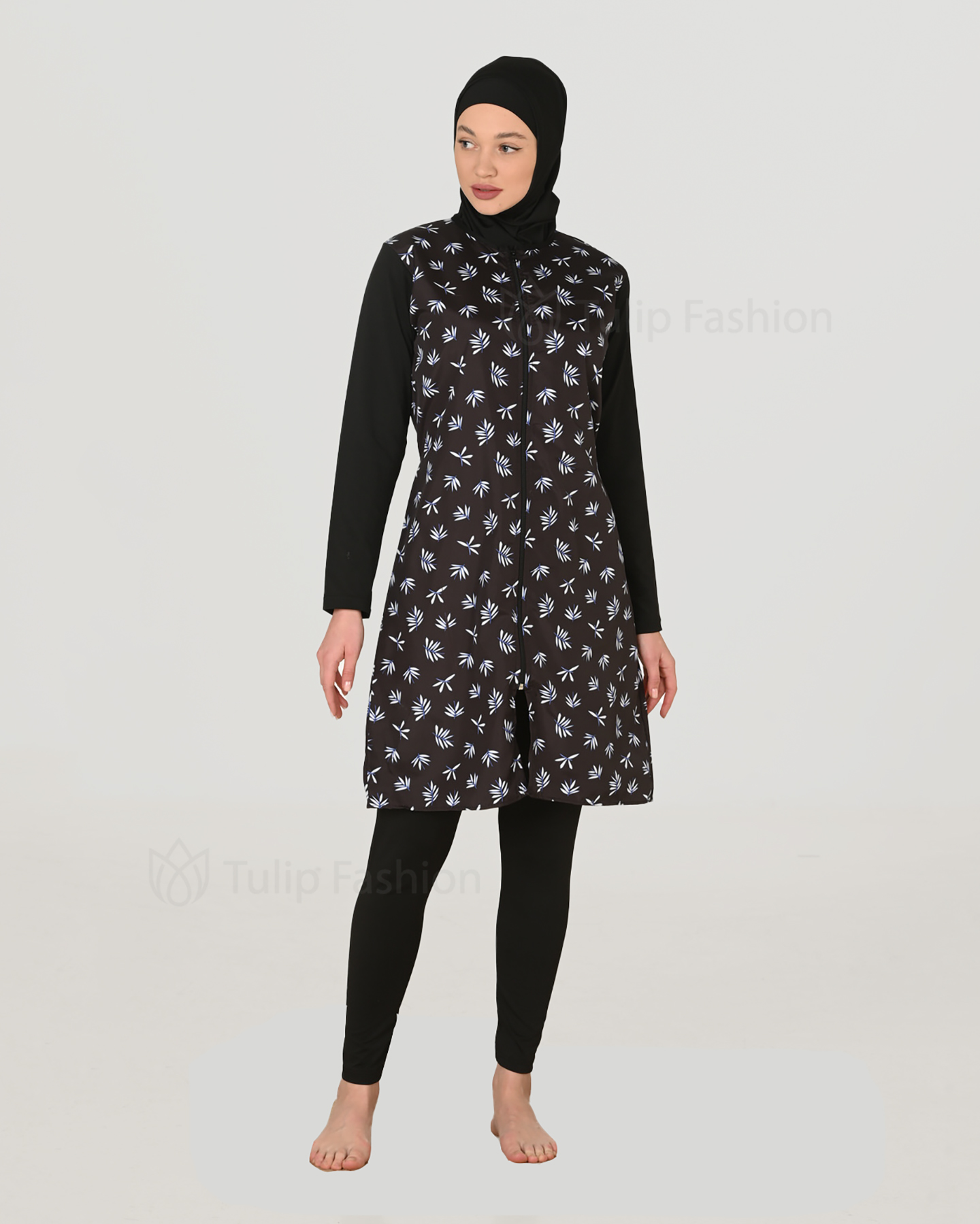 Muslim Swimsuit with hijab - Black - 3