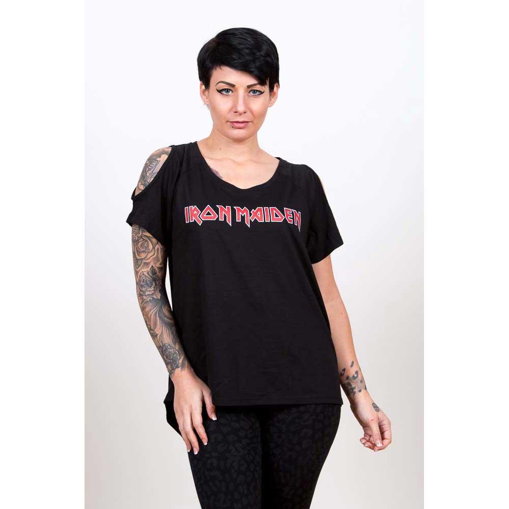 Iron Maiden Ladies T-Shirt: Logo (Cold Shoulder) (Small)