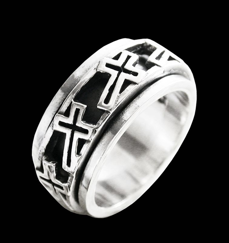 9.2 mm. Kors spinner ring / stressring i Äkta silver.