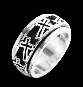 9.2 mm. Kors spinner ring / stressring i Äkta silver.