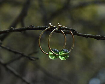 ELVES MOSS - green earrings gold plated