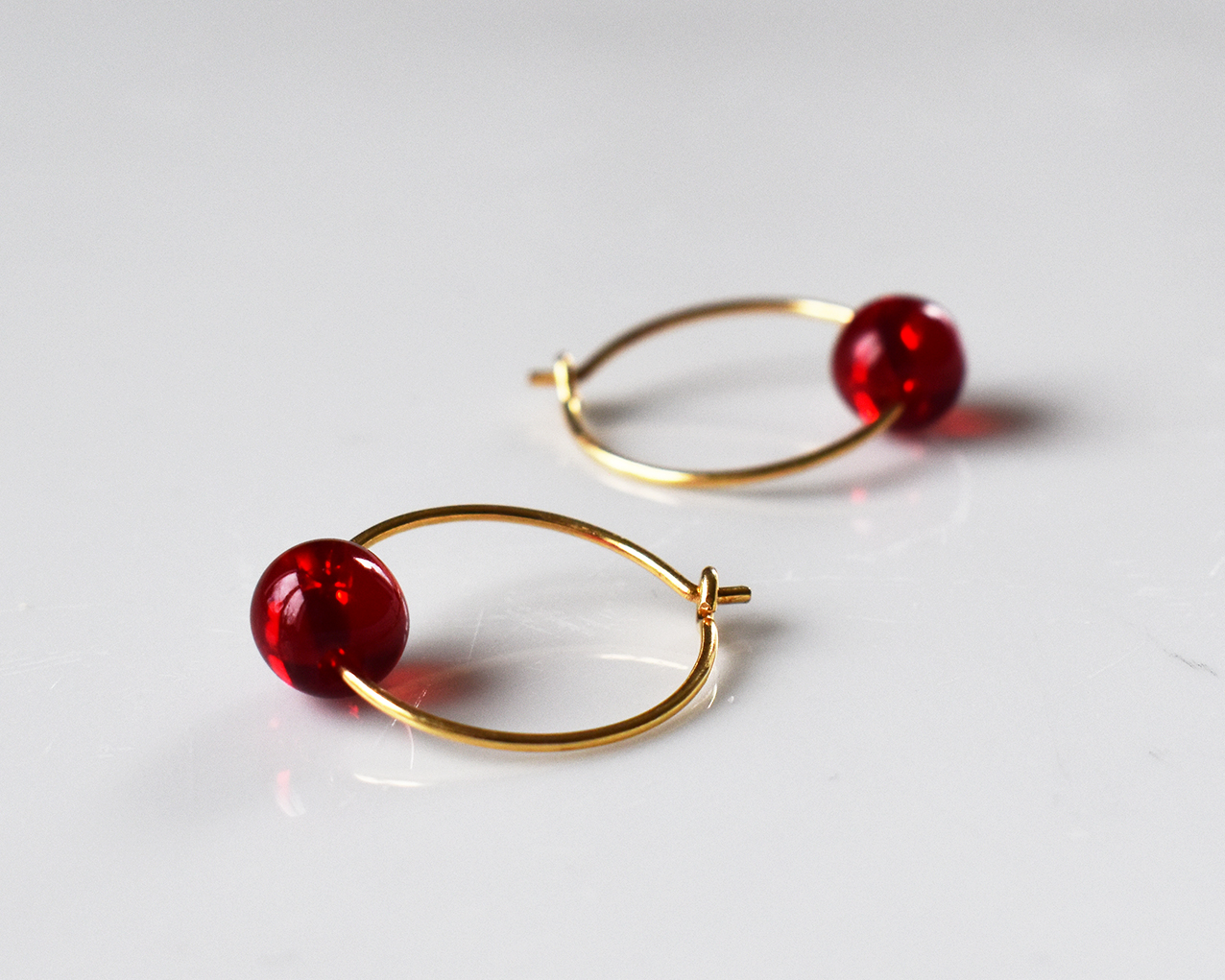 ÄLVANÄS LINGONBERRY -red  earrings in gold plated silver - 2