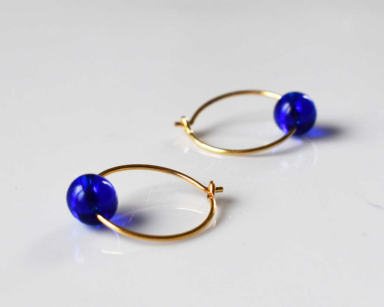 ELVES MIDNIGHT - blue earrings in gold plated silver - 2
