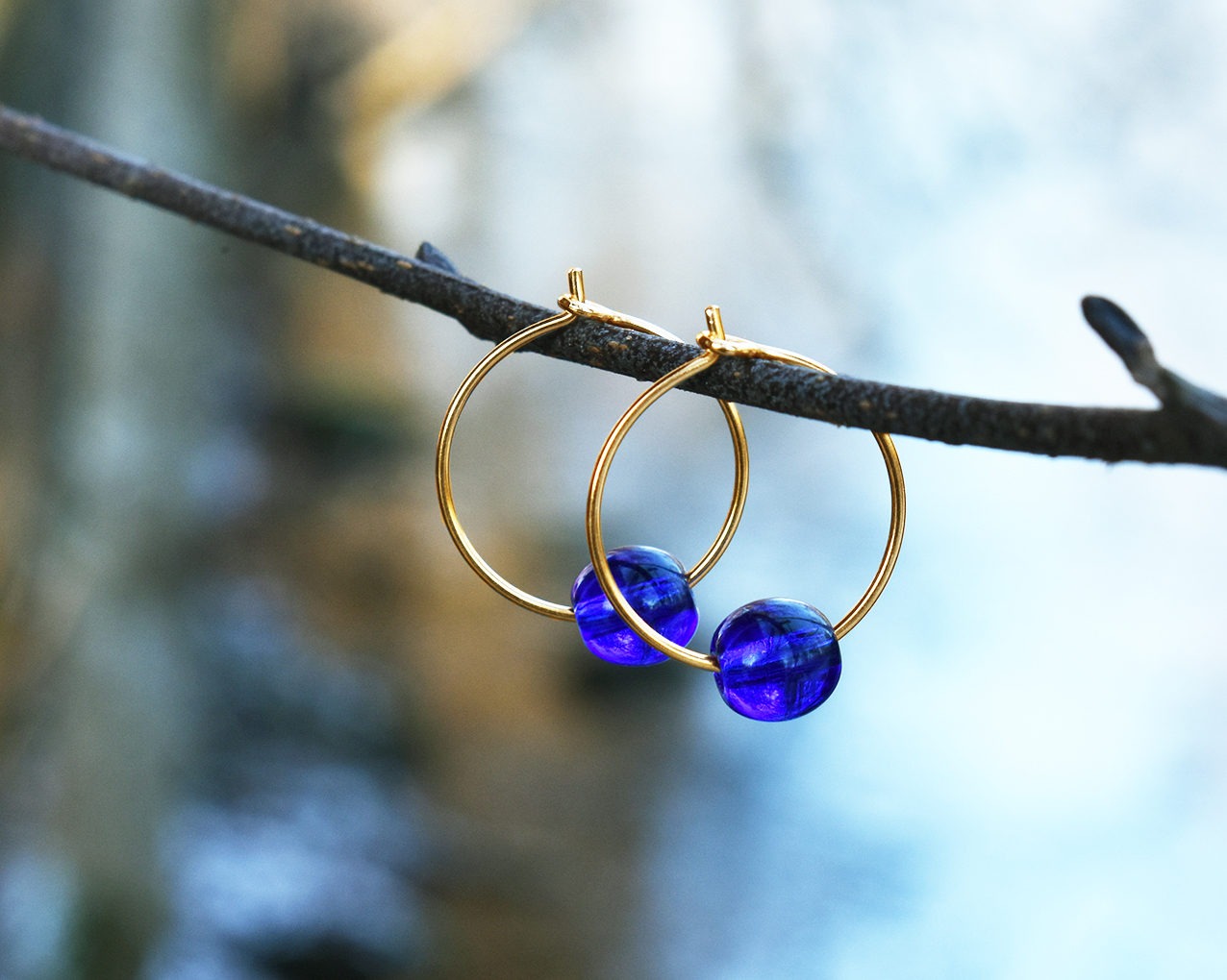 ELVES MIDNIGHT - blue earrings in gold plated silver - 3