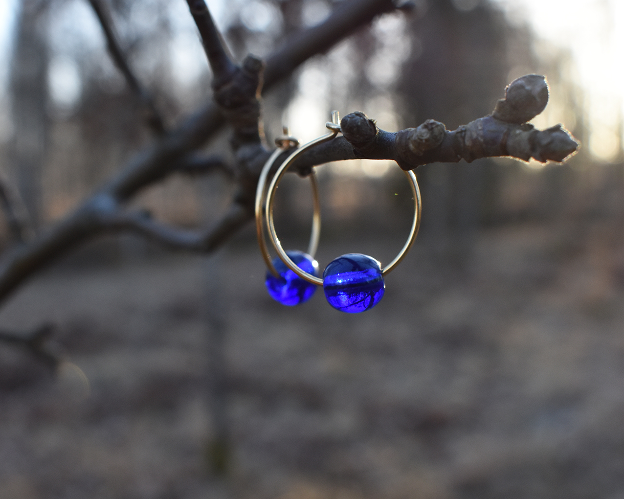ELVES MIDNIGHT - blue earrings in gold plated silver