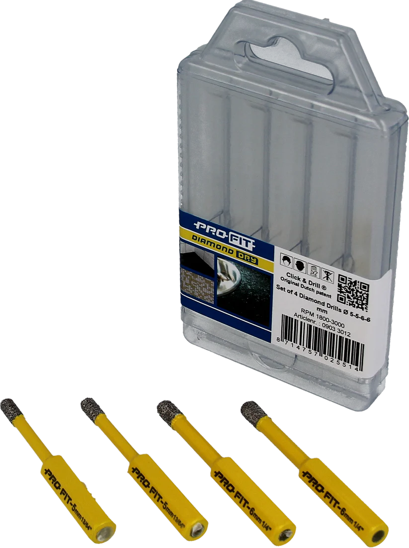 Diamond drill set, 4 pieces 2 x 5 and 2 x 6mm