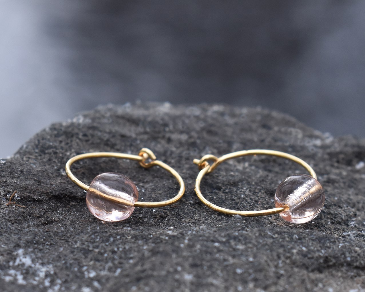 ÄLVANÄS MIST - rosa örhängen guldpläterade - 4