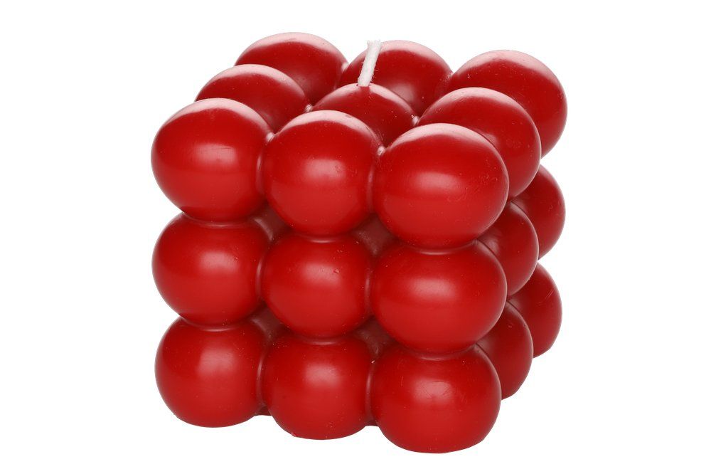 Bordsljus bubbelkub mörkrött 9 cm