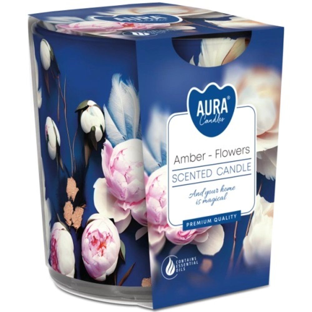 Doftljus i glas Bärnstensblommor