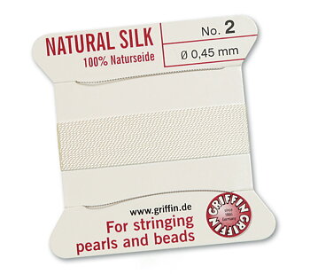White 2, 100% Pearl Silk No.2 (~0,45 mm) 2m, 2 needles