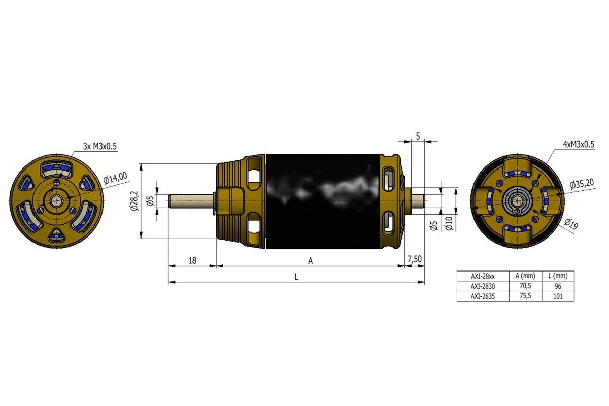 AXI 2835/10 V3 LONG Brushless - 3