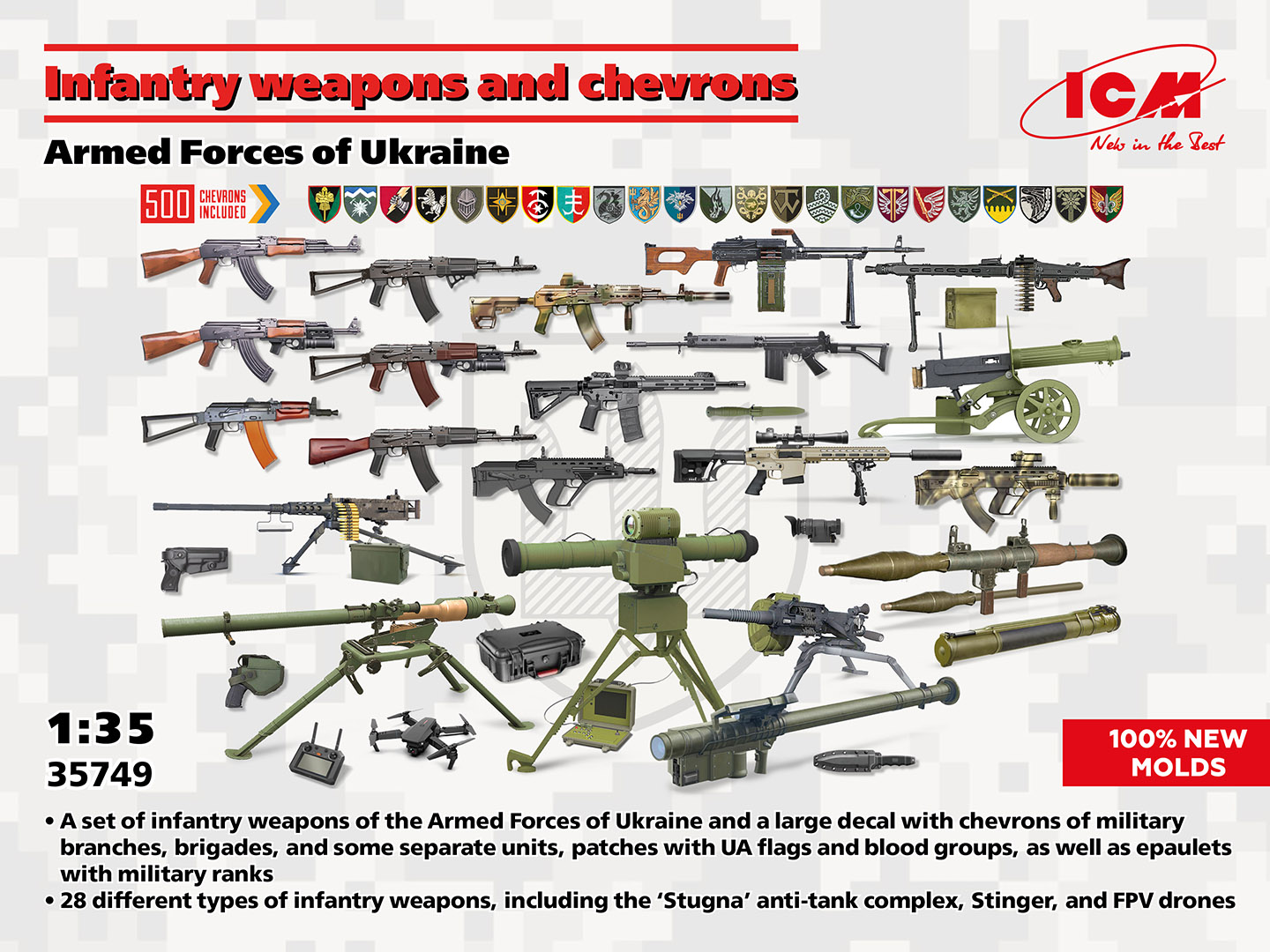 1/35 Infantry weapons and chevrons of the Armed Forces of Ukraine (100% new molds)