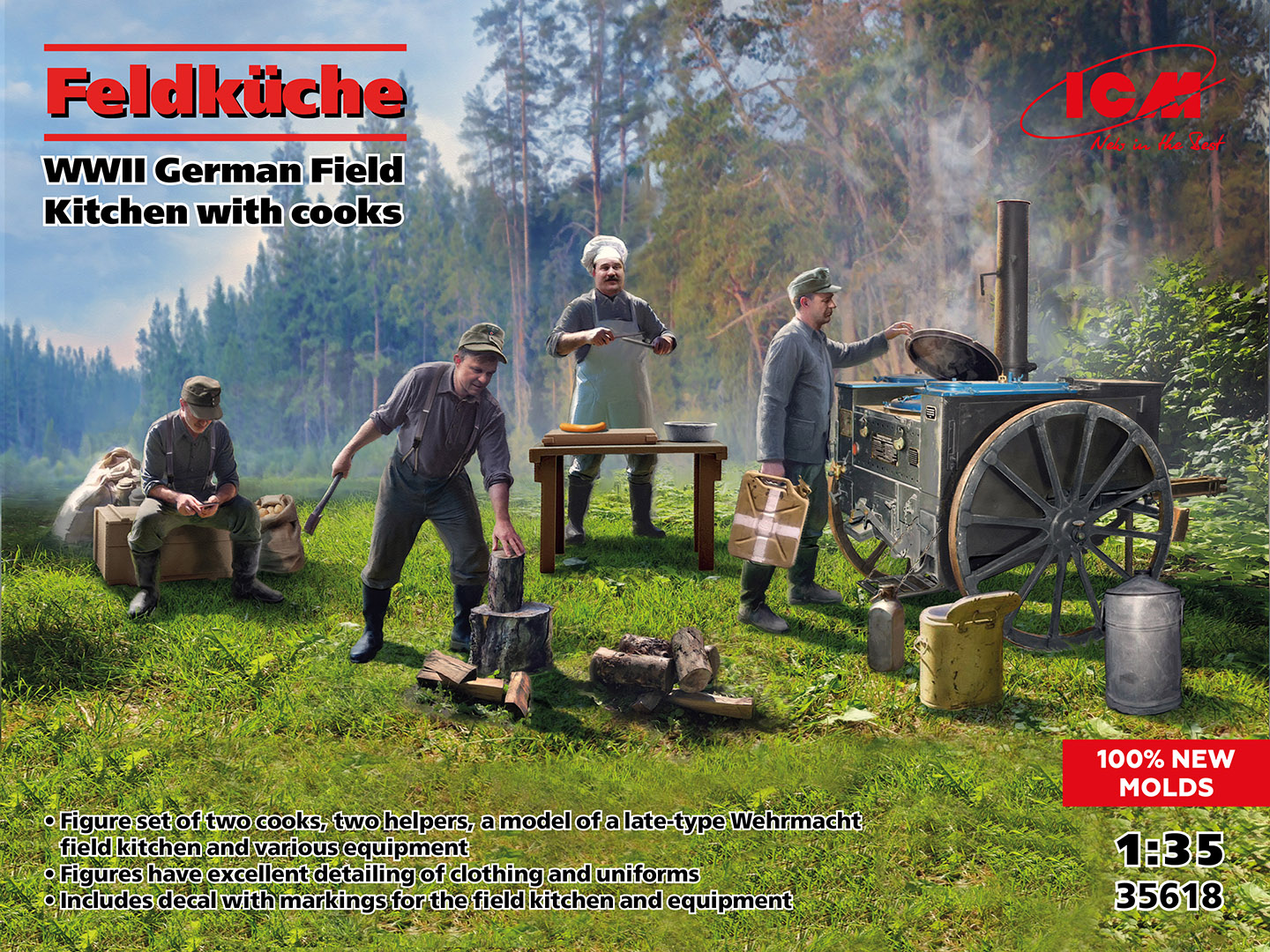 1/35 Feldkuche, WWII German Field Kitchen with cooks (100% new molds)