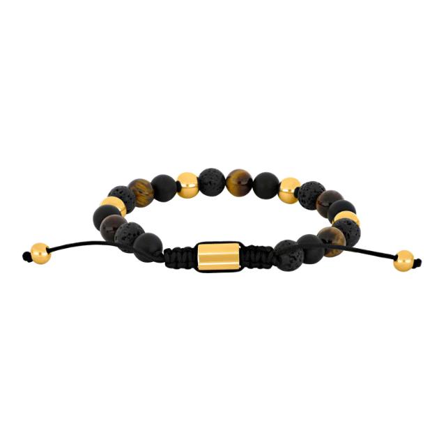 Son of Noa armband agat/lava/tigeröga guld