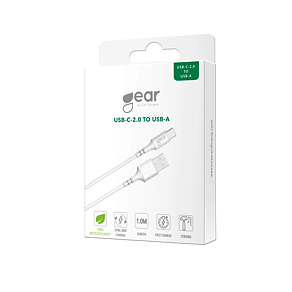 Gear Laddkabel USB-A till USB-C 2.0 1m Vit Rund