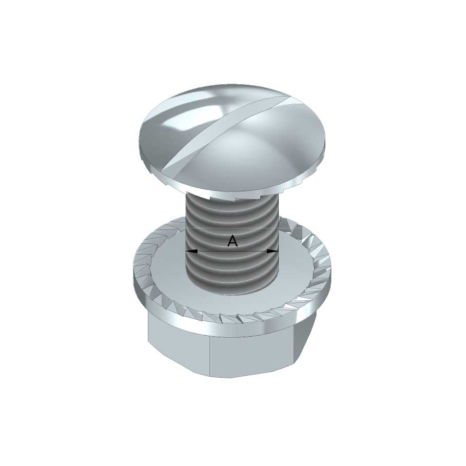 Round head bolt and nut Electro-galvanized 6mm x 10mm (200pcs)