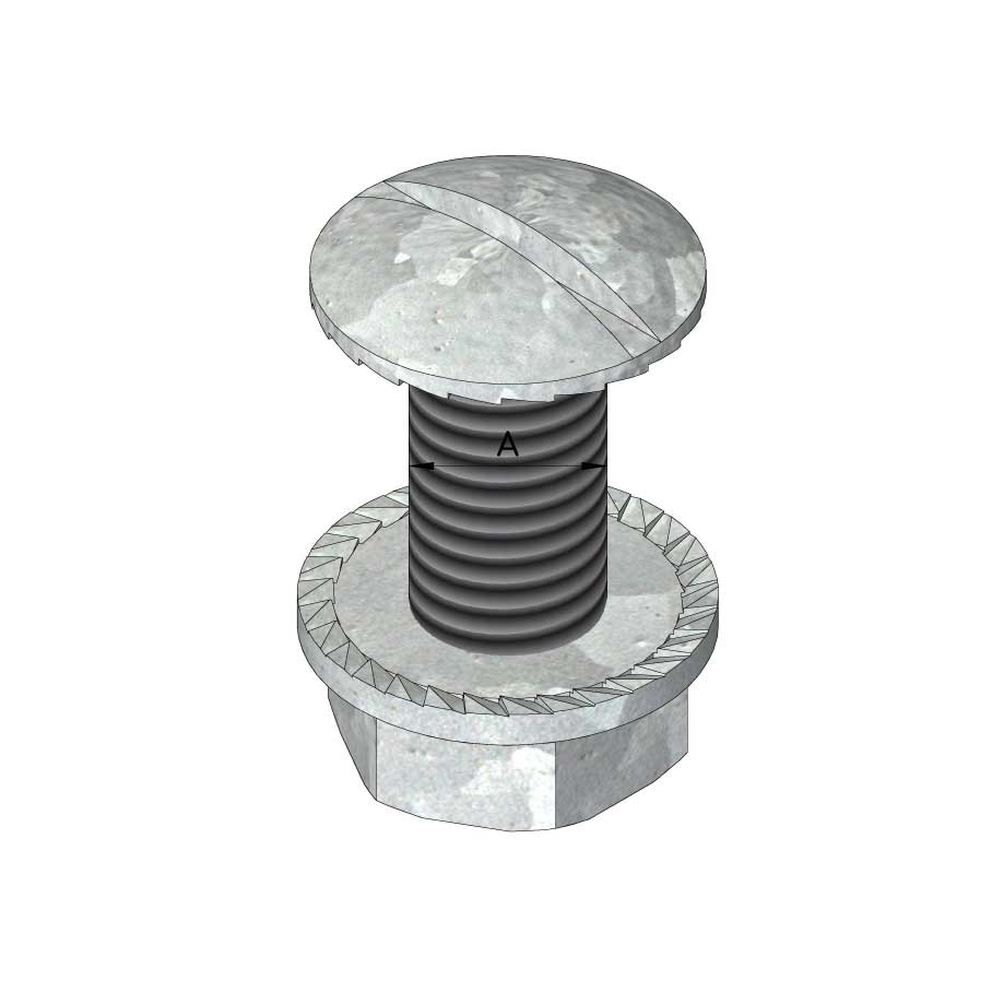 Rundhuvudbult og mutter Varmgalvanisert  8mm x 16mm (200st)