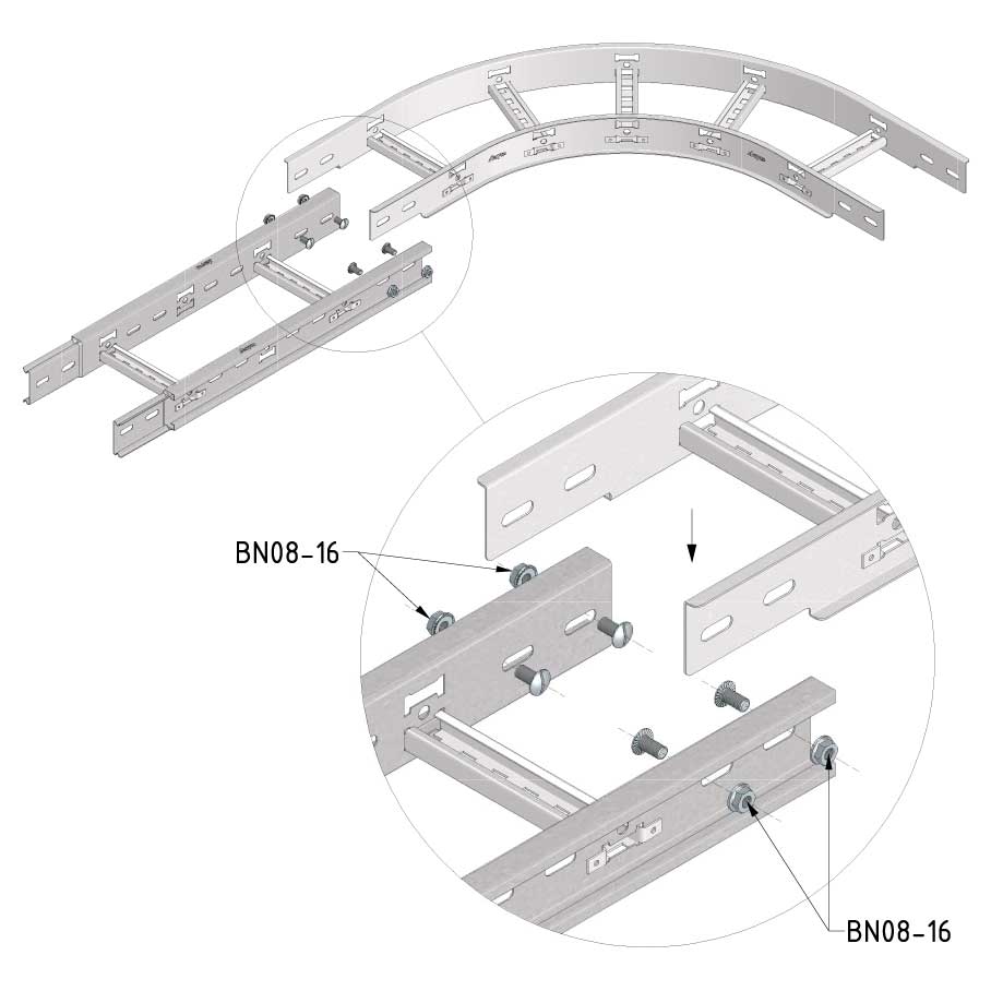 TRAYCO Kabelstiger 200mm 90° bøy Ultra Galva - 2
