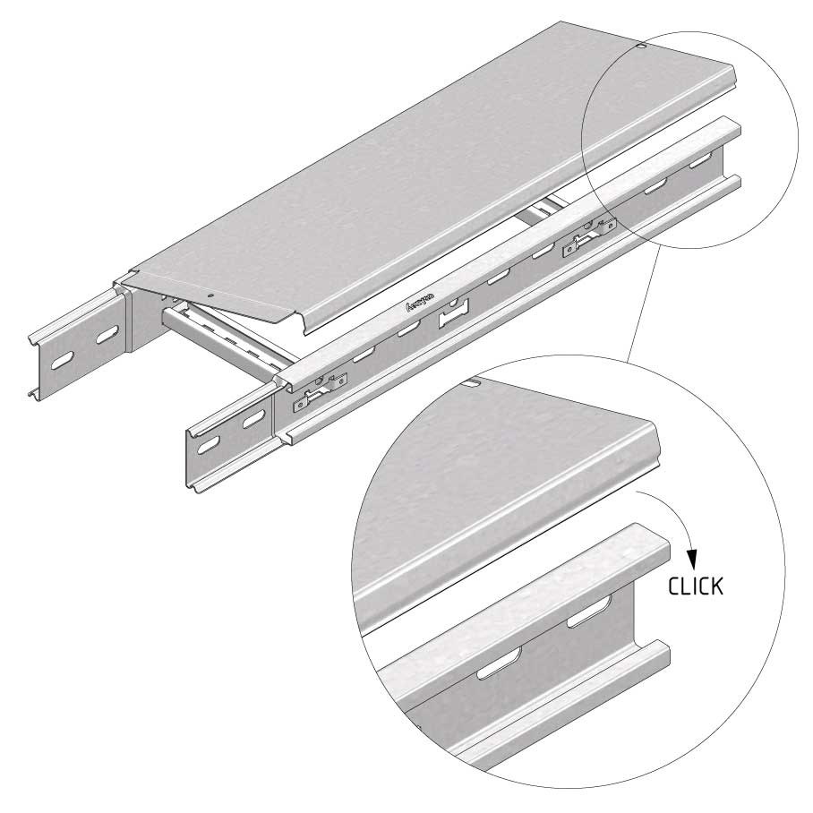 TRAYCO Lock til kabelstiger/ trådstiger B100mm Sendzimirforsinket - 2m lengde - 4