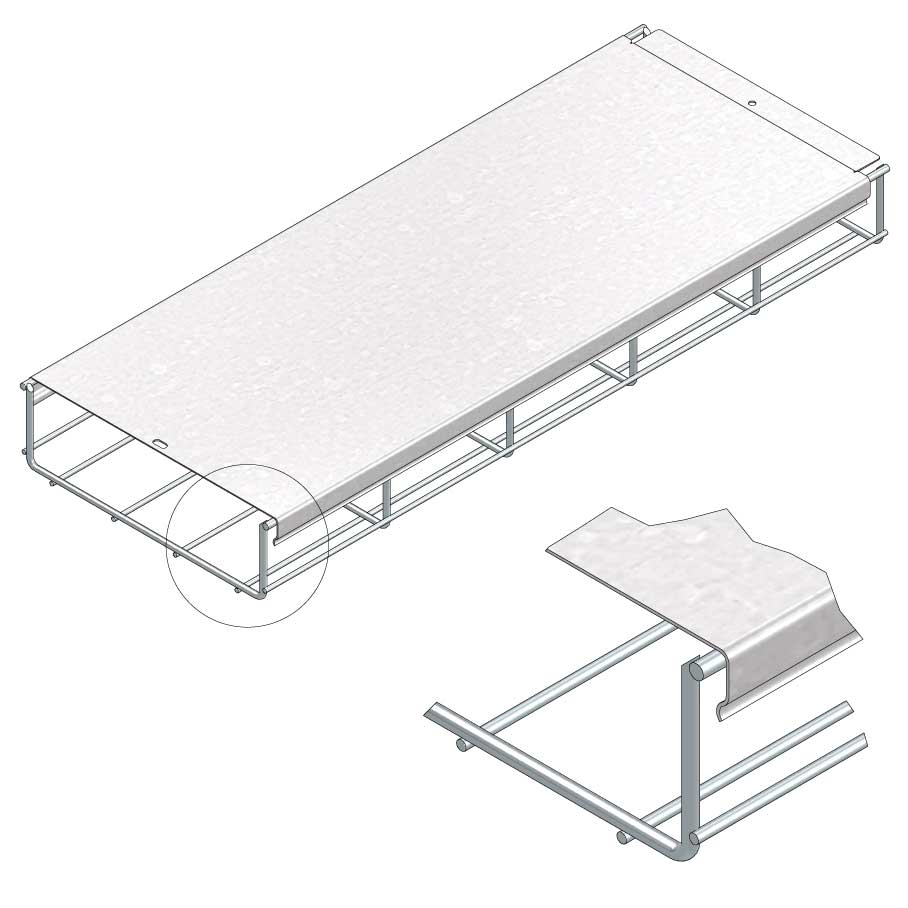 TRAYCO Lid for Cable Trays/Wire Trays W400mm Sendzimir Galvanized - 2m length - 5