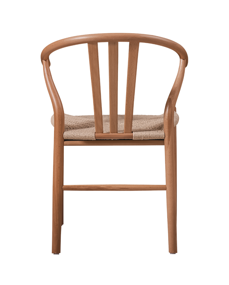 Restaurangstol i bokträ och naturlig rotting stapelbar Wishbone - 5
