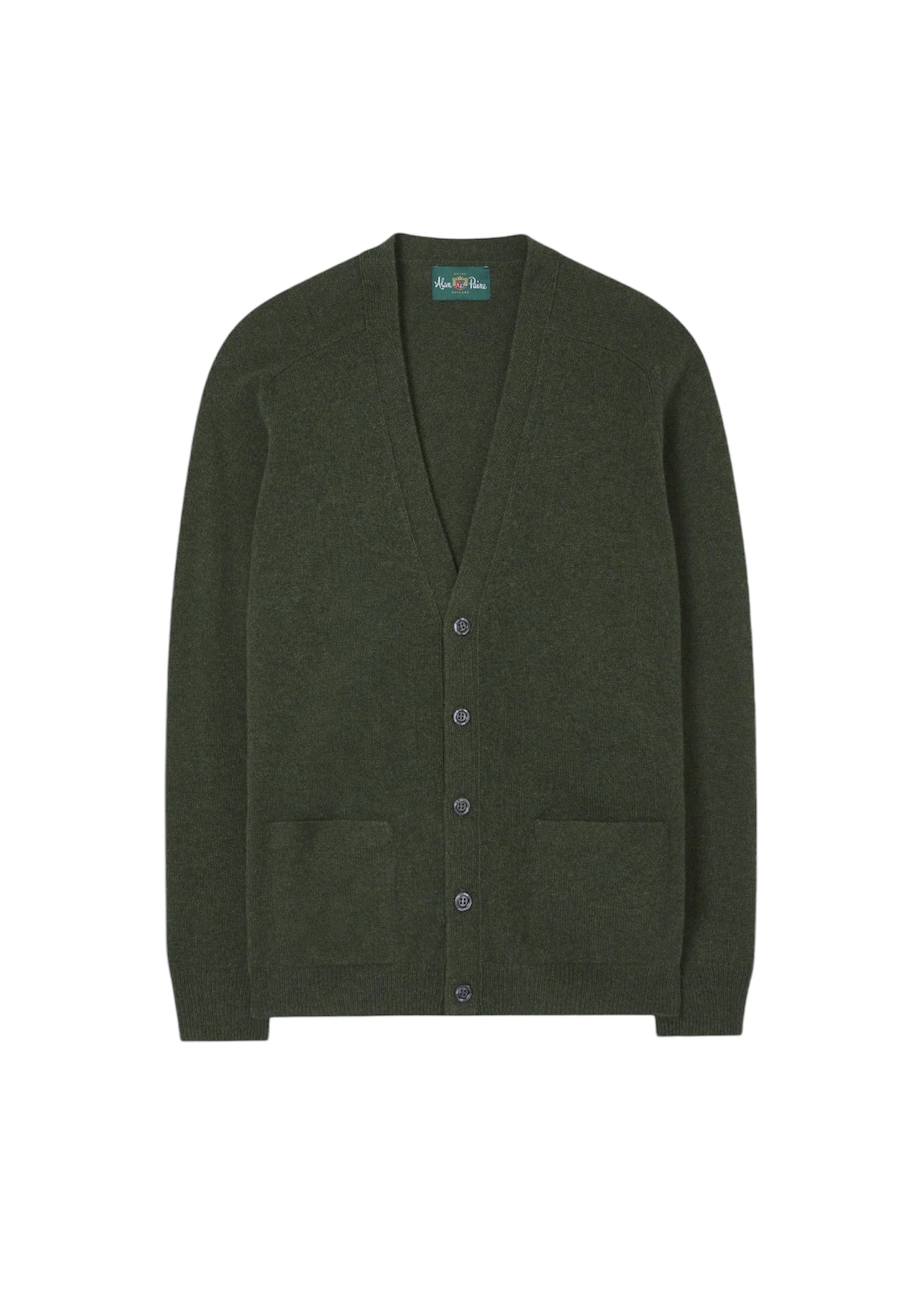 Cardigan 100 % mjuk lammull grön från Alan Paine - 3
