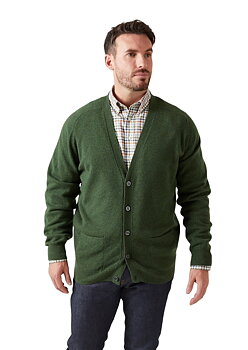 Cardigan 100 % mjuk lammull grön från Alan Paine