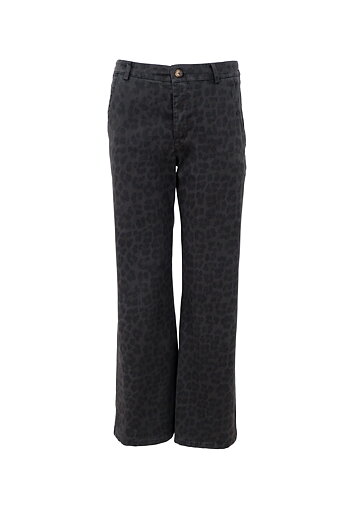 Black Colour - Abbie Box Stretch Pant Grey Leopard