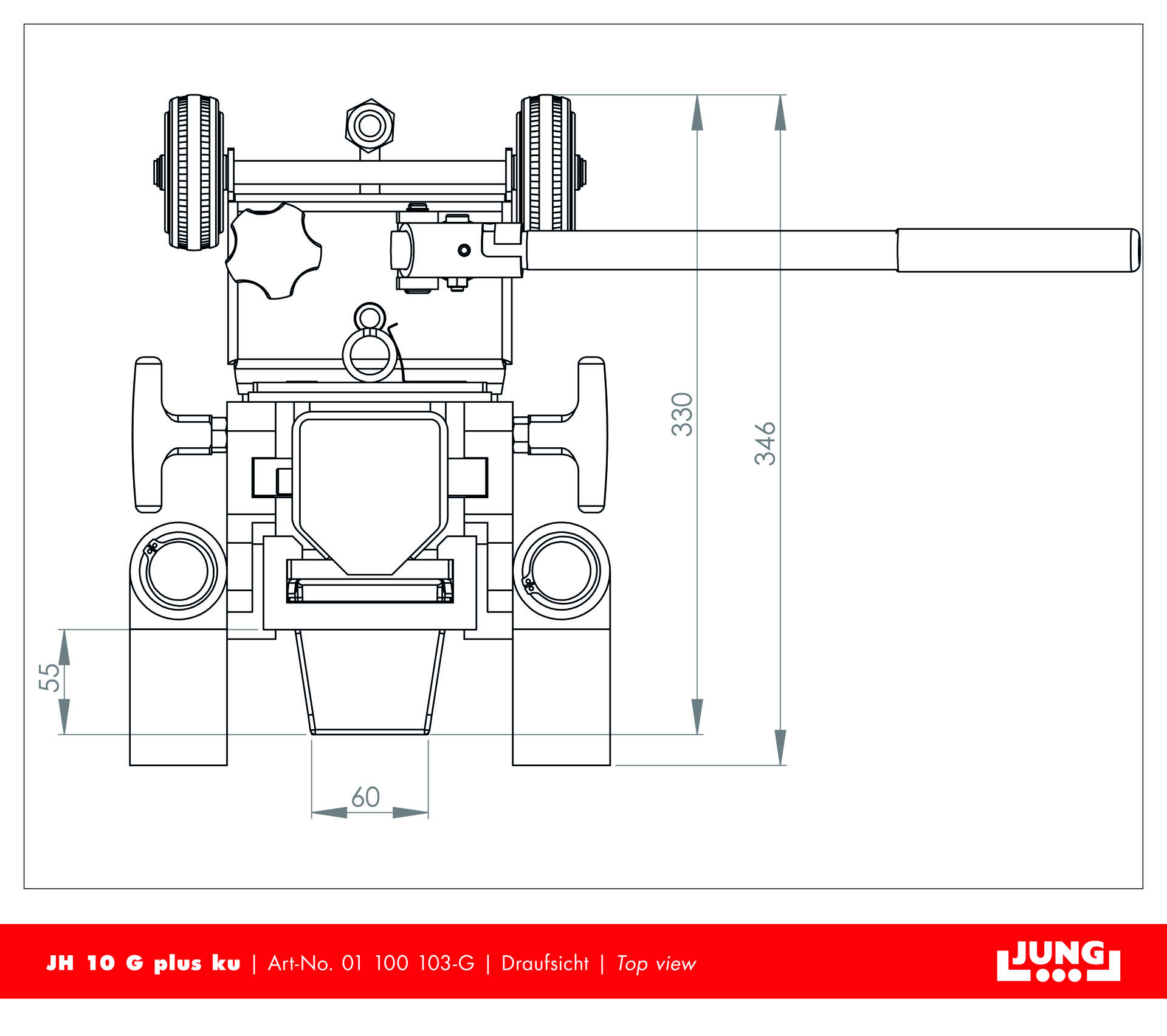 Hydraulisk domkraft JUNG JH 10 G PLUS KU med integrerad pumpenhet / Maxlast: 10 ton - 5