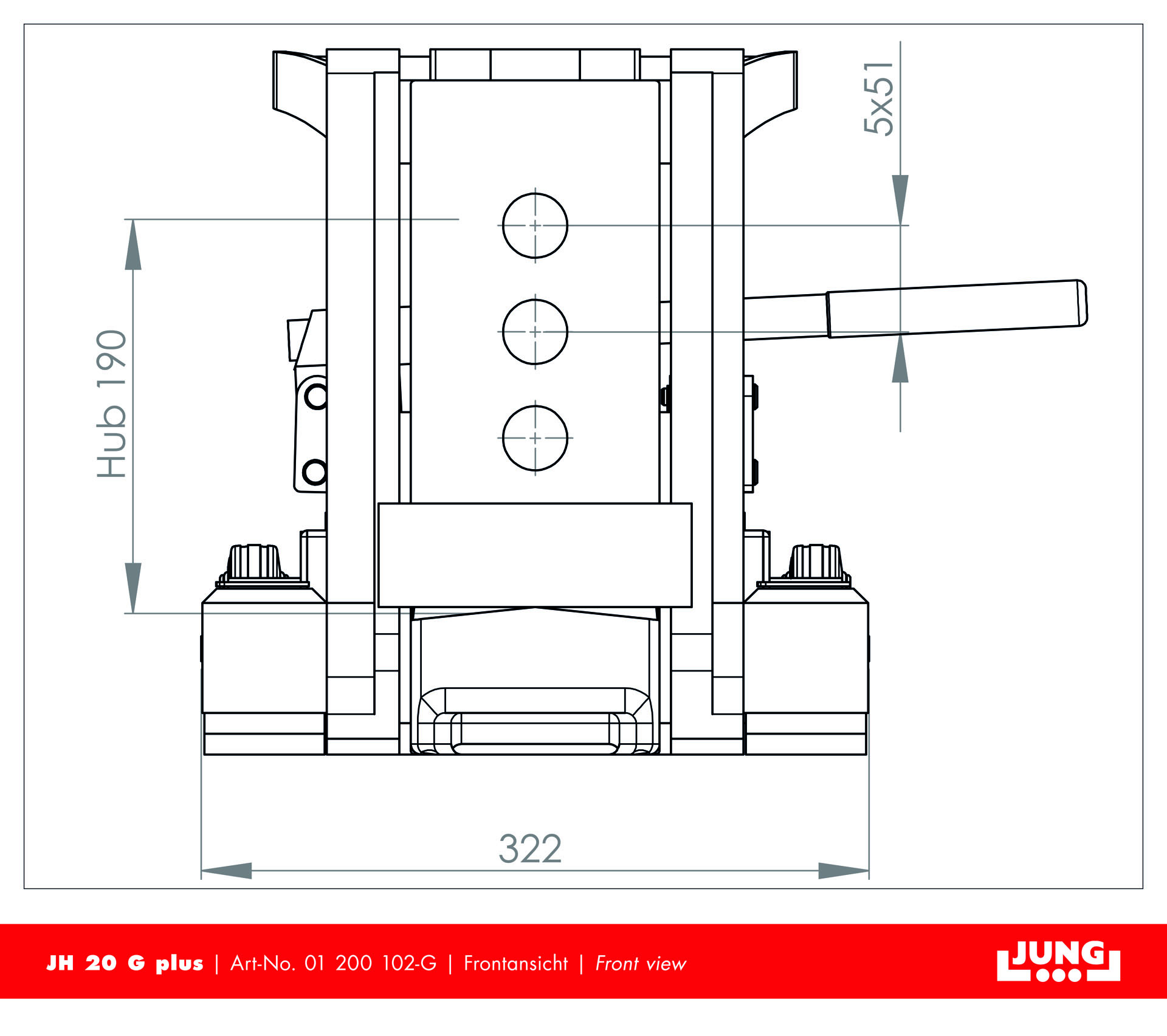 Hydraulisk domkraft JUNG JH 20 G PLUS med integrerad pumpenhet / Maxlast: 20 ton - 4