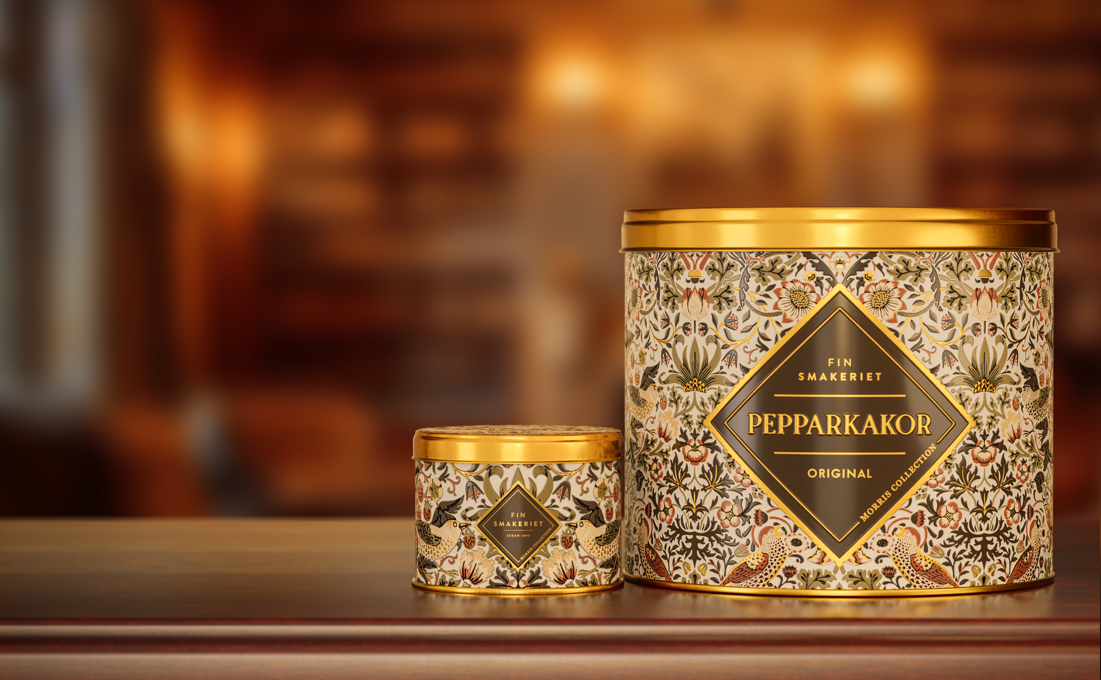 Finsmakeriet pepparkakor Morris Collection Strawberry Thief Beige 430 Gram - 4