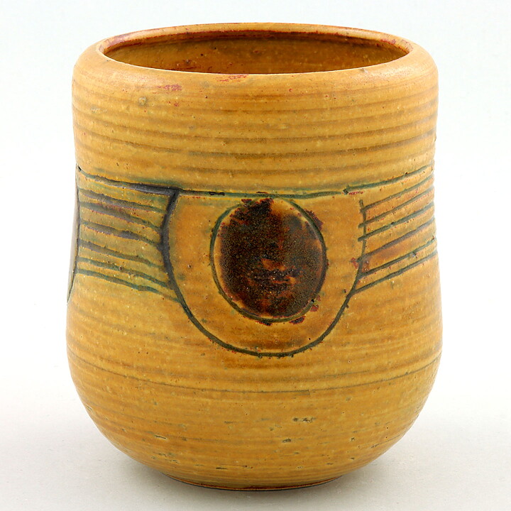Lisa Larson (1982) Unique Yellow Vase with with Relief Decor 12 cm
