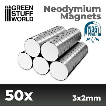Green Stuff World: Neodymium Magnets 3x2mm - 50 units (N35)
