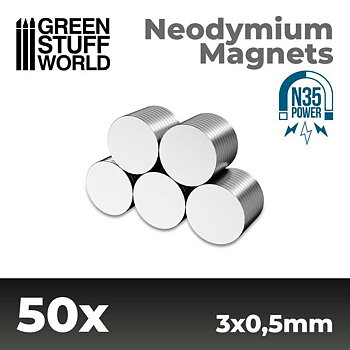 Green Stuff World: Neodymium Magnets 3x0'5mm - 50 units (N35)