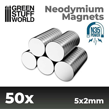 Green Stuff World: Neodymium Magnets 5x2mm - 50 units (N35)
