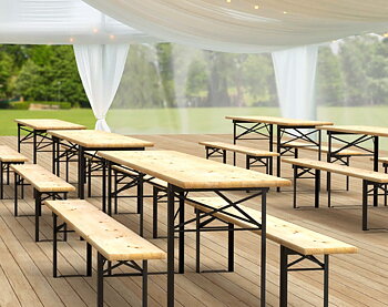 Festivalbord bänk set 1st bord och 2st bänkar i furu WOODY STRONG