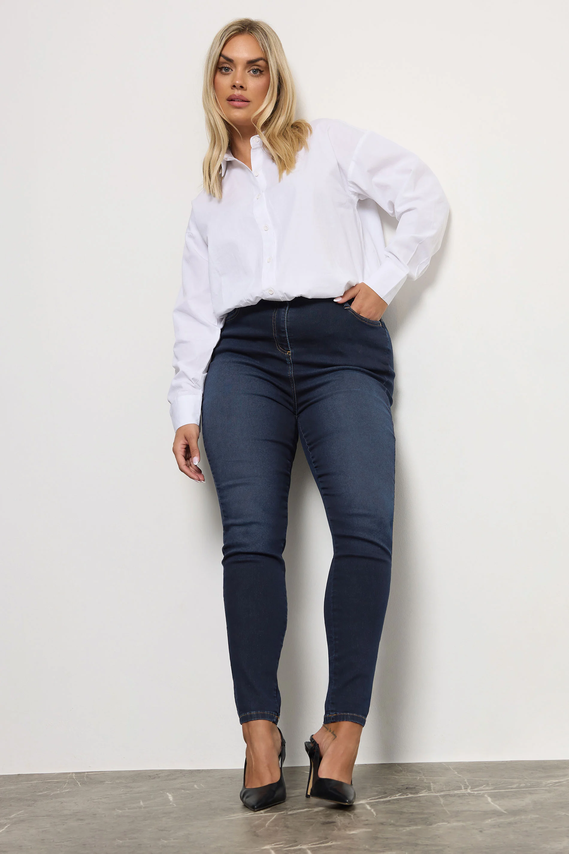 Jeans med fickor, Ava, mörk indigoblå  - 4
