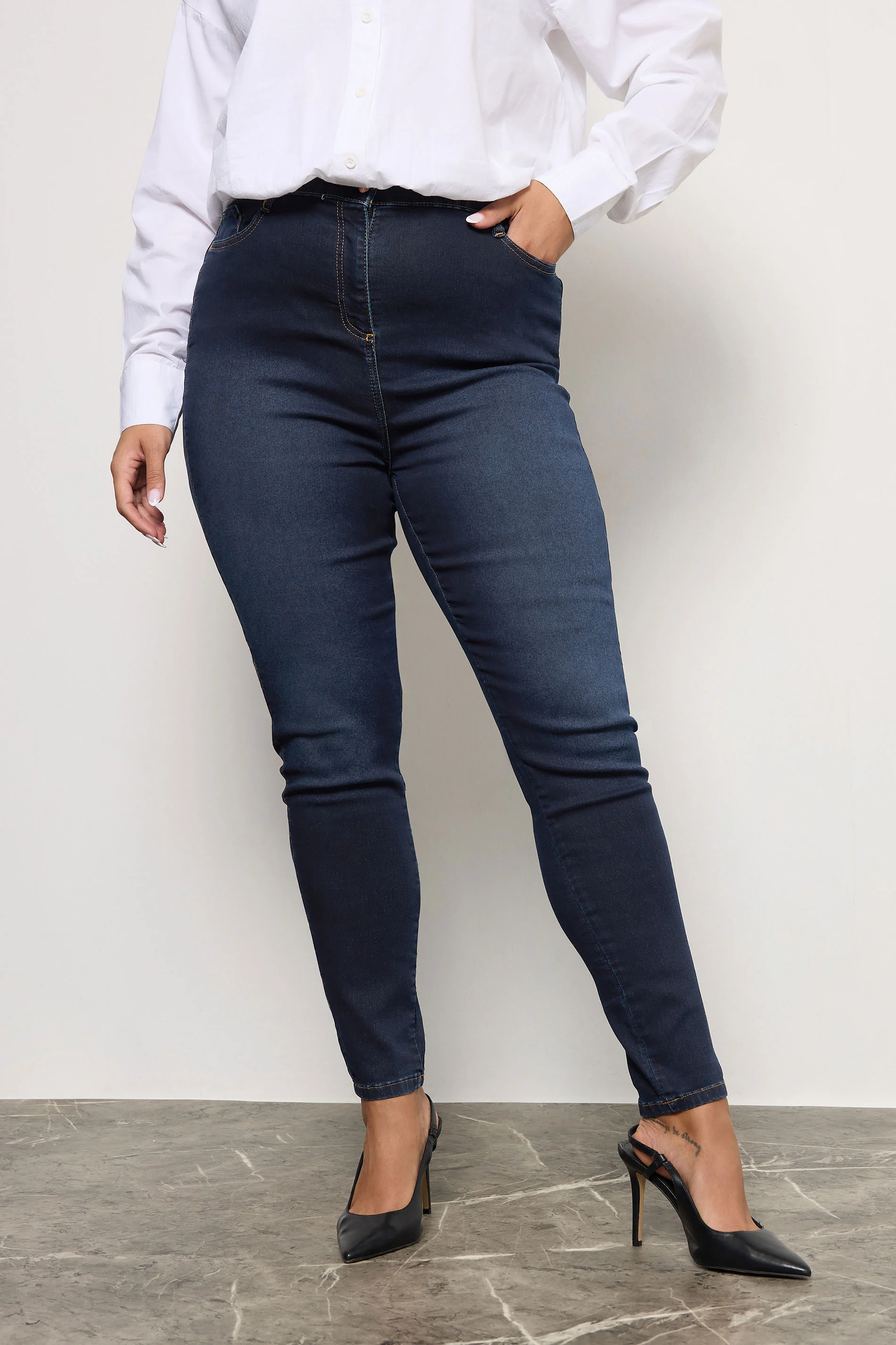 Jeans med fickor, Ava, mörk indigoblå  - 2