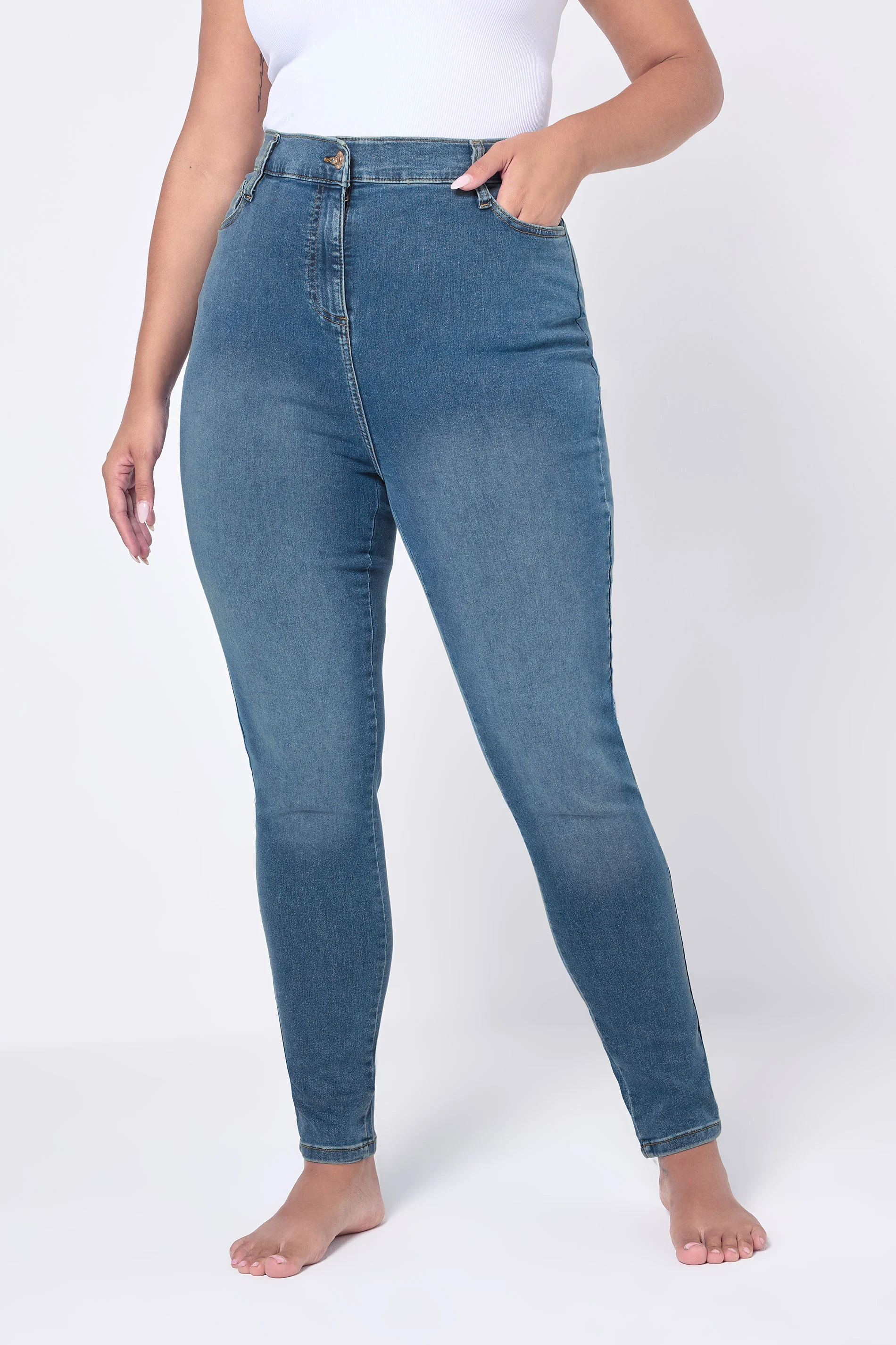 Jeans med fickor, Ava, mellanblå - 2