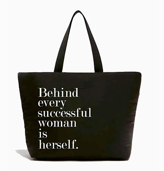 Fly Paper Products : Behind every Successful Woman is Herself Tote Bag - Rejäl tygväska med dragkedja och innerficka